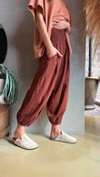 Lock Shirring Pleat Cuff Pant Rust