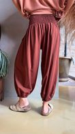 Lock Shirring Pleat Cuff Pant Rust