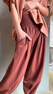 Lock Shirring Pleat Cuff Pant Rust