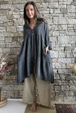 Loom & Thread Embroidered Tiered Smock Dress Washed Charcoal