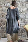 Loom & Thread Embroidered Tiered Smock Dress Washed Charcoal