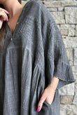 Loom & Thread Embroidered Tiered Smock Dress Washed Charcoal