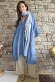 Loom & Thread Embroidered Tiered Smock Dress Washed Denim
