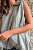 Mabel Sleeveless Bubble Blouse Soft Khaki 