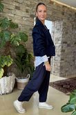 Made in Italy Axel Cropped Trench Jacket Navy
