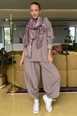 Made in Italy Bateau Needlecord Cowl Neck Top Mocha 