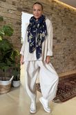 Made in Italy Bateau Needlecord Cowl Neck Top Stone 