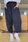 Made in Italy Bateau Needlecord Shelby Cocoon Pant Black - 