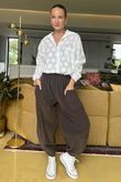 Made in Italy Bateau Needlecord Shelby Cocoon Pant Chocolate -