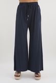 Made in Italy Bay Slub Palazzo Pant Navy