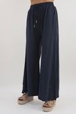 Made in Italy Bay Slub Palazzo Pant Navy