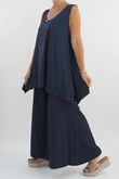 Made in Italy Bay Slub Palazzo Pant Navy
