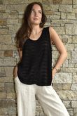 Benji Linen Panel Wave Vest Black  
