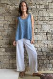 Benji Linen Panel Wave Vest Denim 