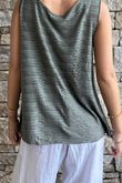  Benji Linen Panel Wave Vest Khaki 