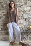  Benji Linen Panel Wave Vest Mocha 