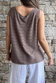  Benji Linen Panel Wave Vest Mocha 