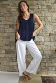  Benji Linen Panel Wave Vest Navy 