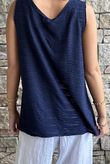  Benji Linen Panel Wave Vest Navy 
