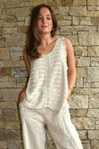  Benji Linen Panel Wave Vest Stone 