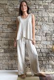  Benji Linen Panel Wave Vest Stone 