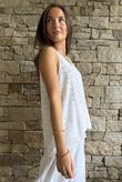 Benji Linen Panel Wave Vest White 