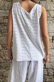 Benji Linen Panel Wave Vest White 