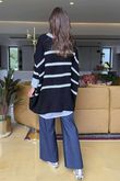 Made in Italy Big Softie Breton Archie Slouch Knit Top Black