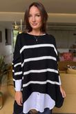 Made in Italy Big Softie Breton Archie Slouch Knit Top Black