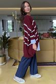 Made in Italy Big Softie Breton Archie Slouch Knit Top Burgundy
