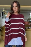 Made in Italy Big Softie Breton Archie Slouch Knit Top Burgundy
