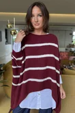 Made in Italy Big Softie Breton Archie Slouch Knit Top Burgundy