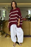 Made in Italy Big Softie Breton Archie Slouch Knit Top Burgundy