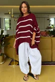 Made in Italy Big Softie Breton Archie Slouch Knit Top Burgundy