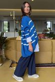 Made in Italy Big Softie Breton Archie Slouch Knit Top Cyan