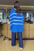 Made in Italy Big Softie Breton Archie Slouch Knit Top Cyan