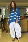 Made in Italy Big Softie Breton Archie Slouch Knit Top Cyan