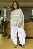 Made in Italy Big Softie Breton Archie Slouch Knit Top Grey Marl 