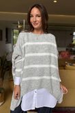 Made in Italy Big Softie Breton Archie Slouch Knit Top Grey Marl 