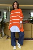 Made in Italy Big Softie Breton Archie Slouch Knit Top Marmalade