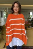 Made in Italy Big Softie Breton Archie Slouch Knit Top Marmalade