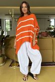Made in Italy Big Softie Breton Archie Slouch Knit Top Marmalade