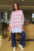Made in Italy Big Softie Breton Archie Slouch Knit Top Rose