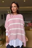 Made in Italy Big Softie Breton Archie Slouch Knit Top Rose