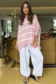 Made in Italy Big Softie Breton Archie Slouch Knit Top Rose