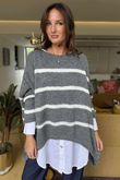 Made in Italy Big Softie Breton Archie Slouch Knit Top Slate