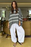 Made in Italy Big Softie Breton Archie Slouch Knit Top Slate