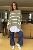 Made in Italy Big Softie Breton Archie Slouch Knit Top Soft Khaki