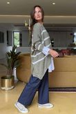 Made in Italy Big Softie Breton Archie Slouch Knit Top Soft Khaki