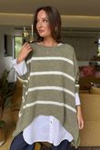 Made in Italy Big Softie Breton Archie Slouch Knit Top Soft Khaki